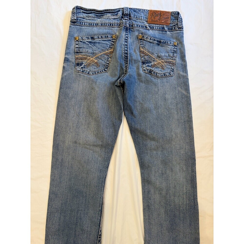 Rock 47 Denim  Wrangler Jeans Men's 34x33.5 Blue Med Wash Slim Straight - Picture 5 of 9